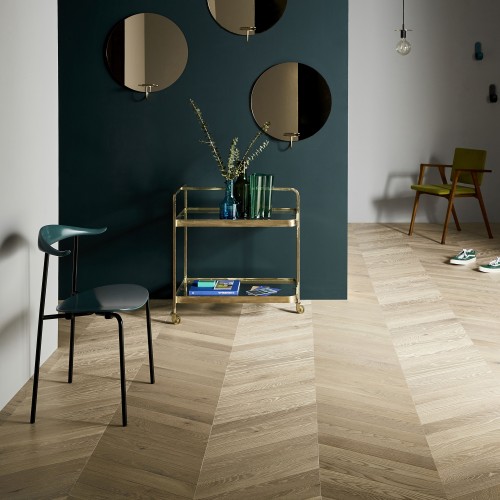 Beautiful real wood light herringbone flooring from Ted Todd available at Perthshire Flooring.